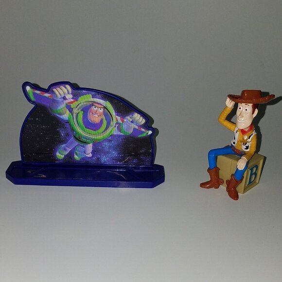 2 Toy Story Buzz Lightyear Woody Disney Decopac Birthday Cake Topper Figure Lot - Picture 1 of 11